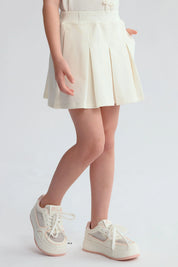 Falda Niña Short Tableada Crema