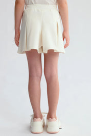 Falda Niña Short Tableada Crema