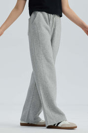 Pantalón Buzo Niña Wide Leg Gris Melange