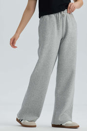 Pantalón Buzo Niña Wide Leg Gris Melange
