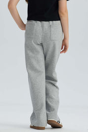 Pantalón Buzo Niña Wide Leg Gris Melange