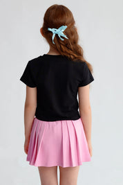 Polera Niña Aplicación Negro