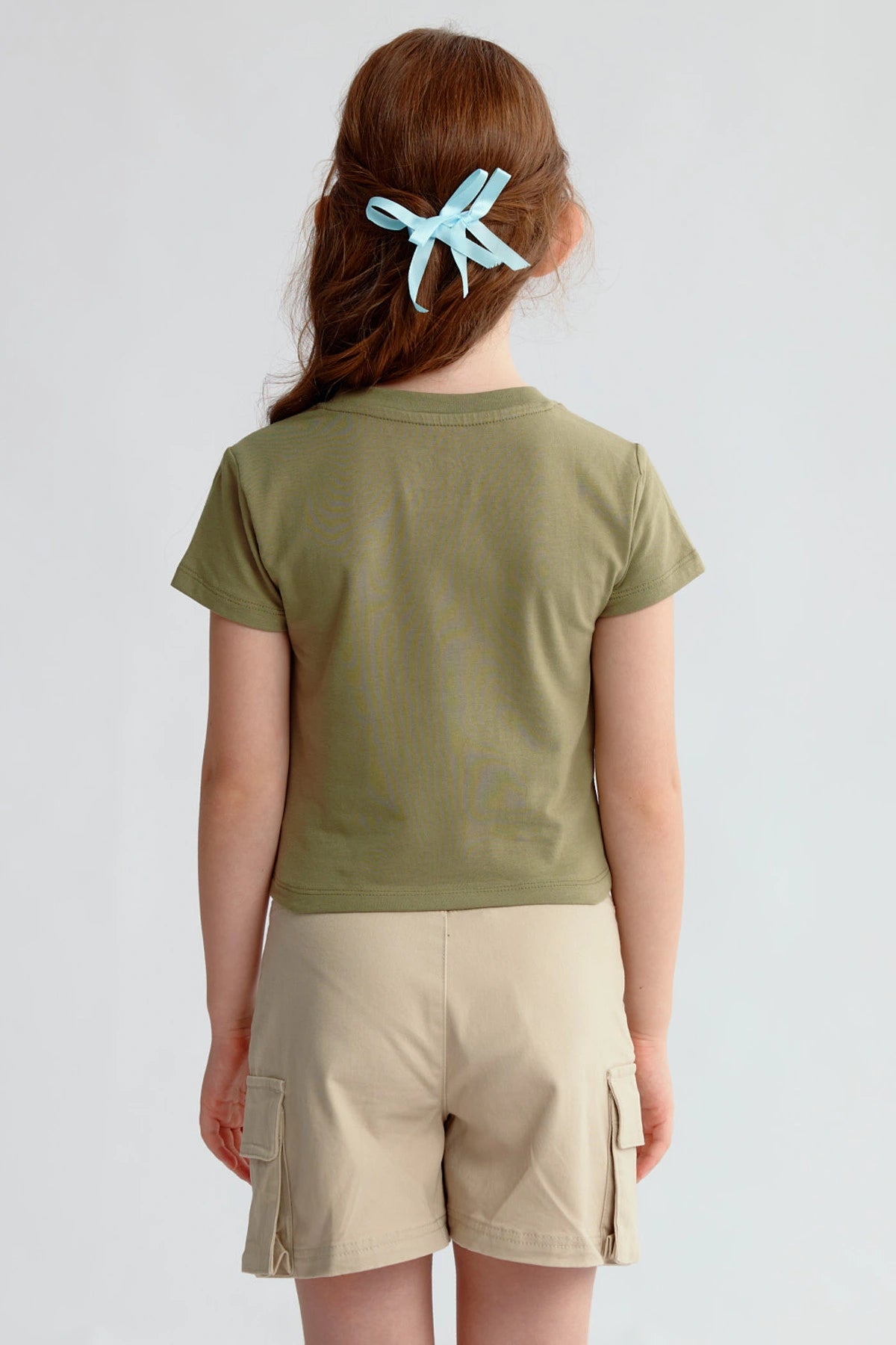 Polera Niña Aplicación Verde Militar