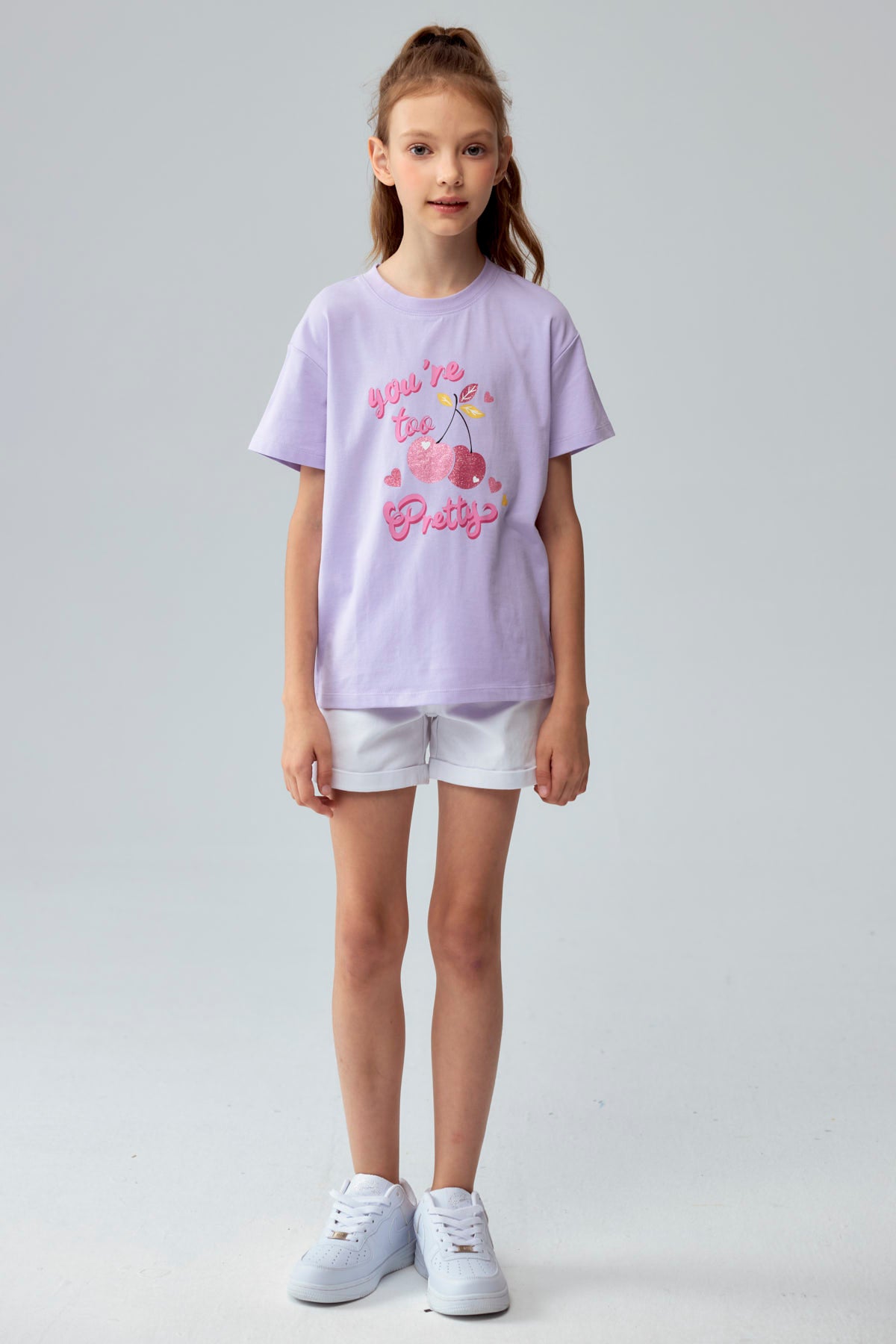 Polera Niña Con Glitter Lila