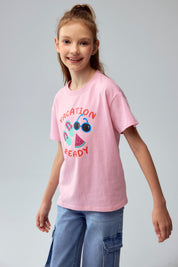 Polera Niña Con Glitter Rosado