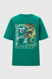 Polera Niño Oversize Estampado Verde