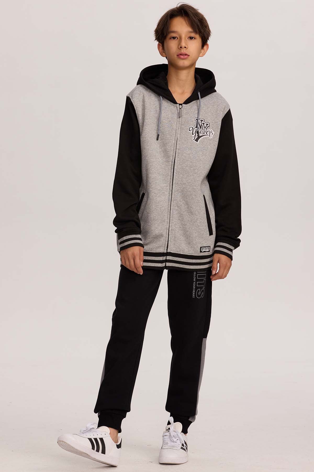 Polerón Niño Tipo College Gris