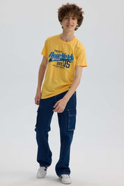 Polera Niño Básica Estampada Amarillo