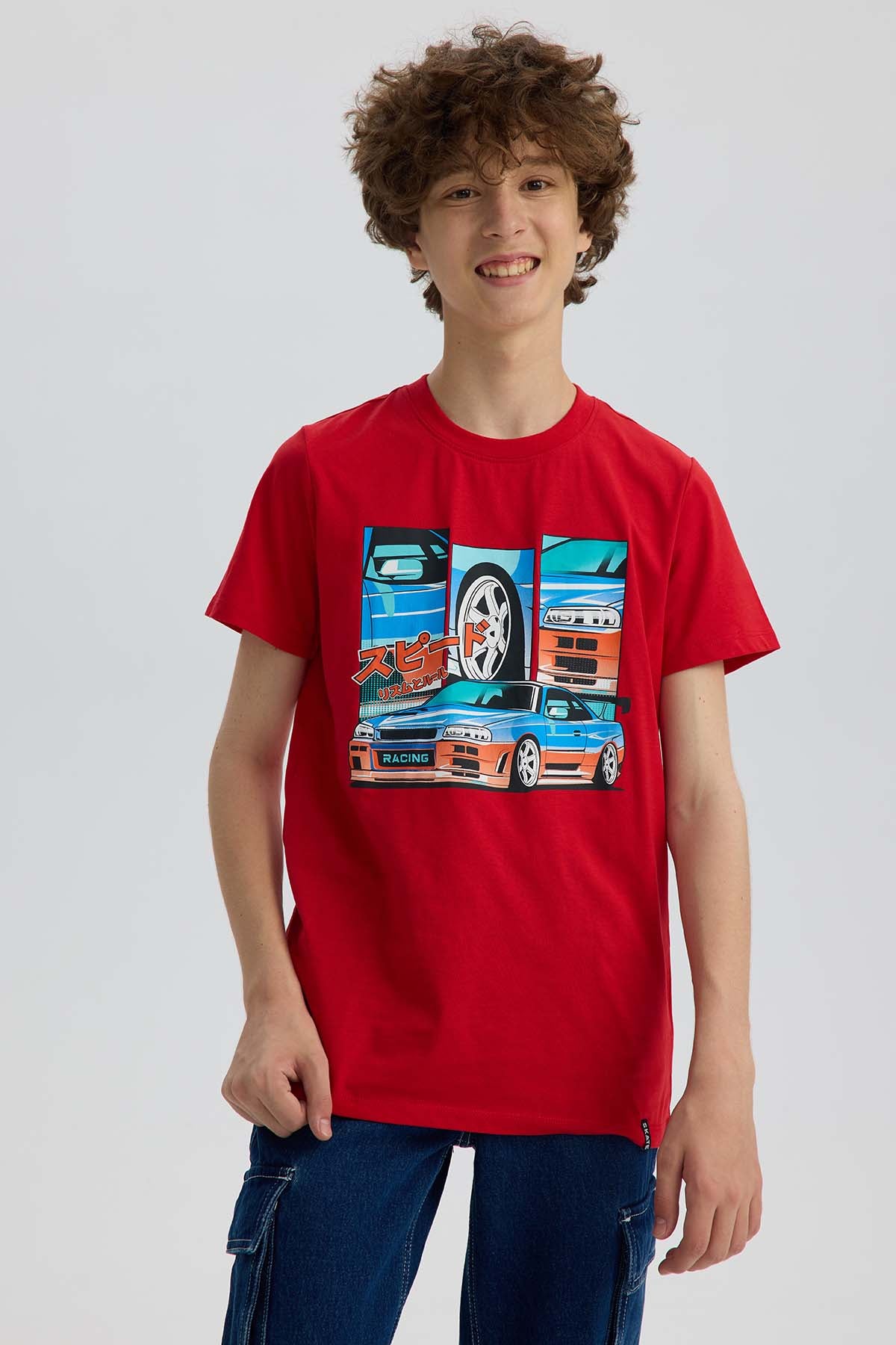Polera Niño Básica Estampada Rojo