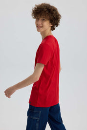 Polera Niño Básica Estampada Rojo