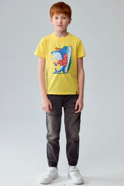 Polera Niño Básica Estampada Amarillo