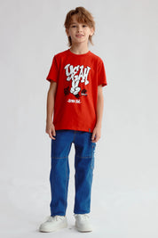 Polera Niño Básica Estampada Rojo