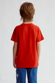 Polera Niño Básica Estampada Rojo