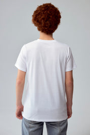 Polera Niño Básica Estampada Blanco