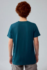 Polera Niño Básica Estampada Verde Oscuro