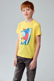 Polera Niño Básica Estampada Amarillo