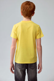 Polera Niño Básica Estampada Amarillo