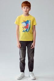 Polera Niño Básica Estampada Amarillo