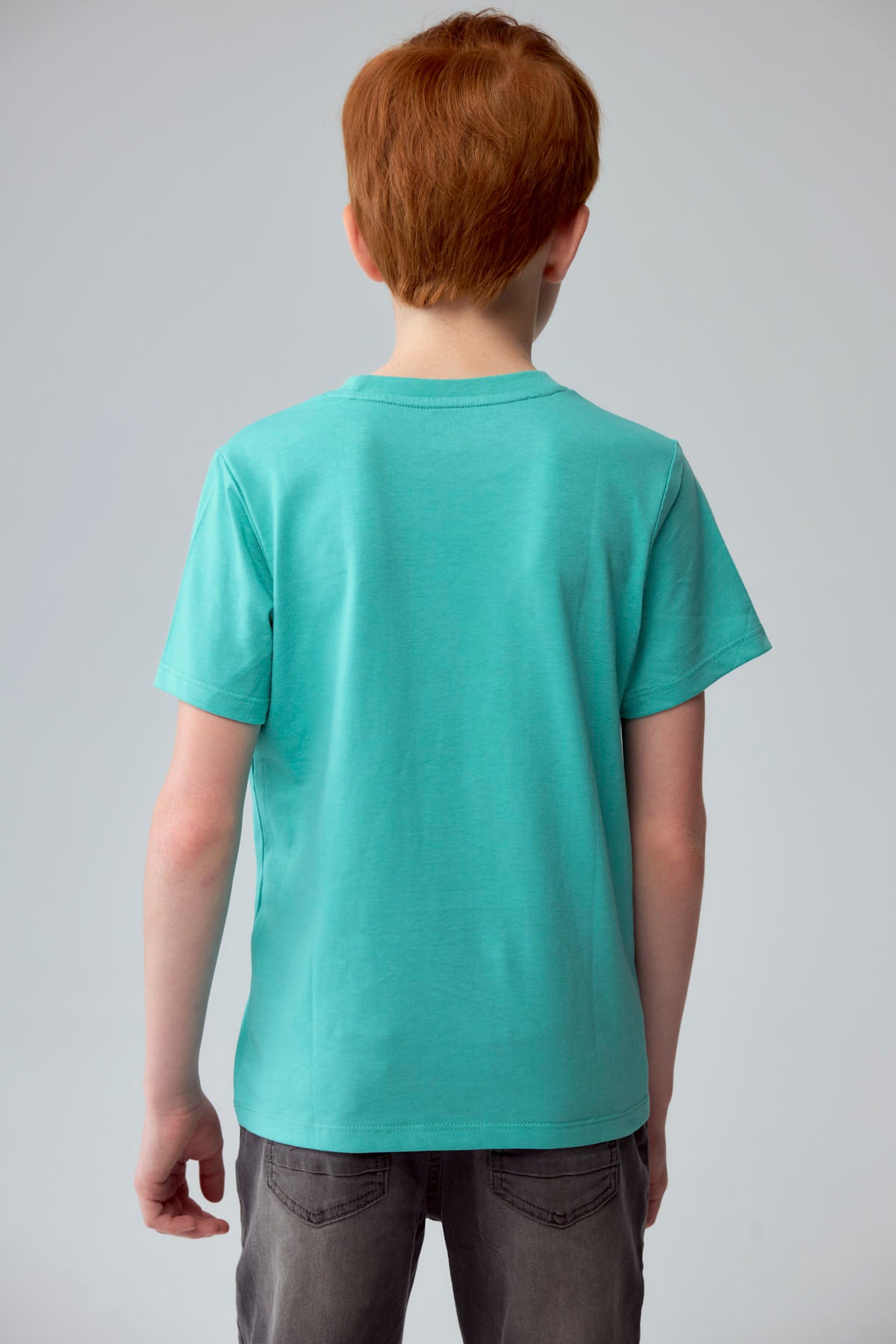 Polera Niño Básica Estampada Verde Claro