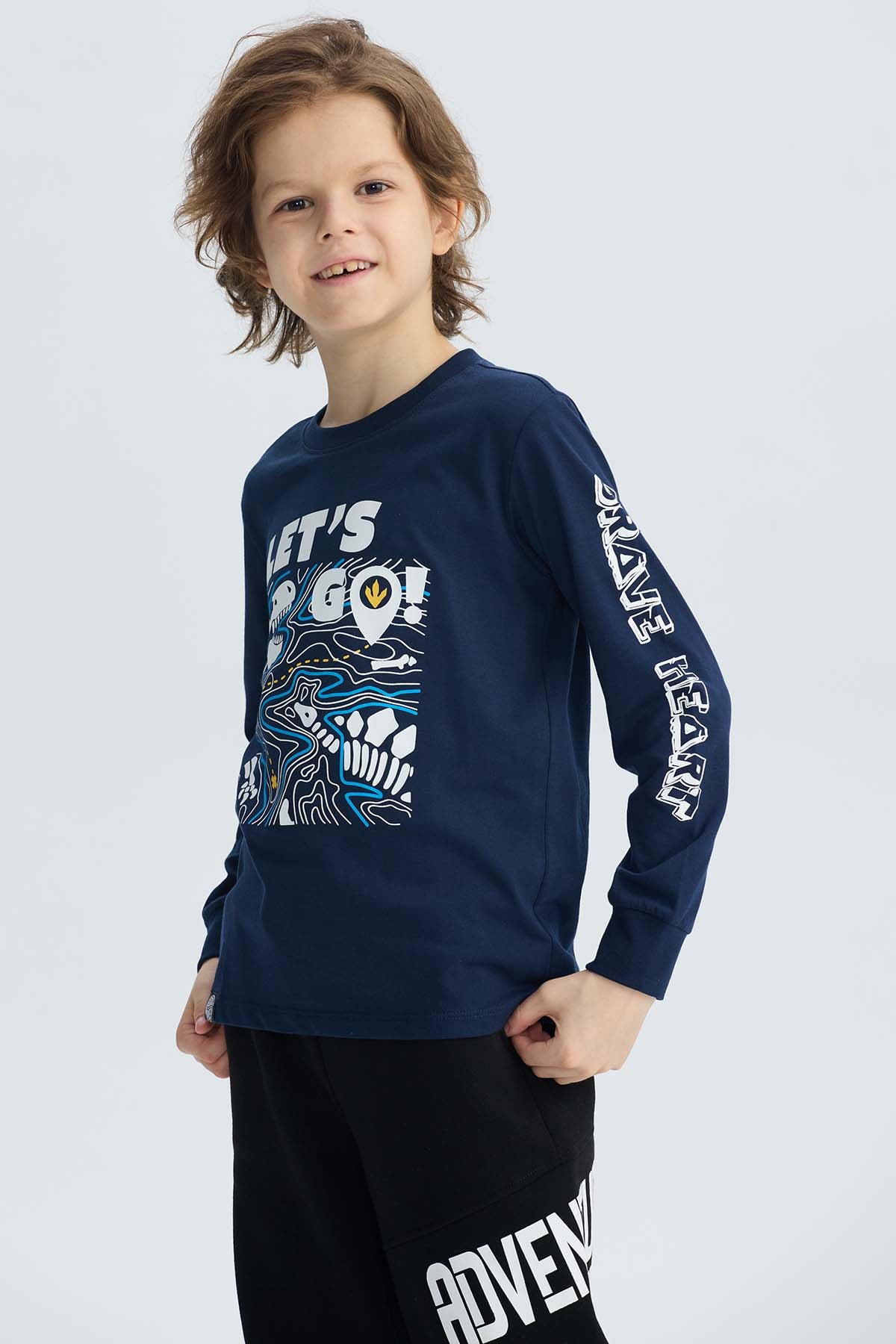 Polera Niño Print Azul Oscuro