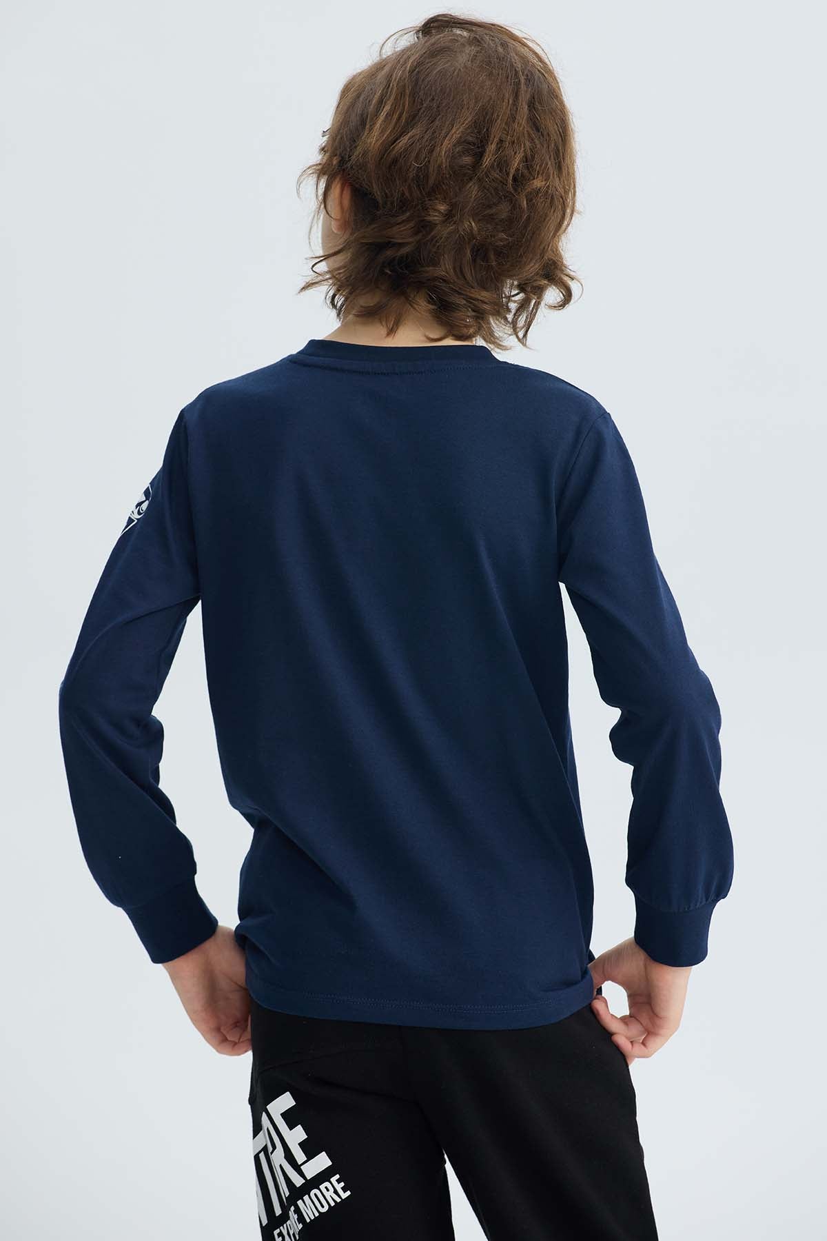 Polera Niño Print Azul Oscuro