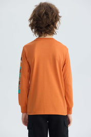 Polera Niño Print Naranjo