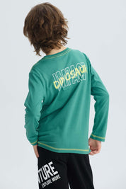 Polera Niño Print Posicional Verde