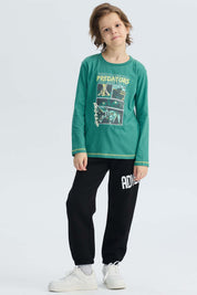 Polera Niño Print Posicional Verde