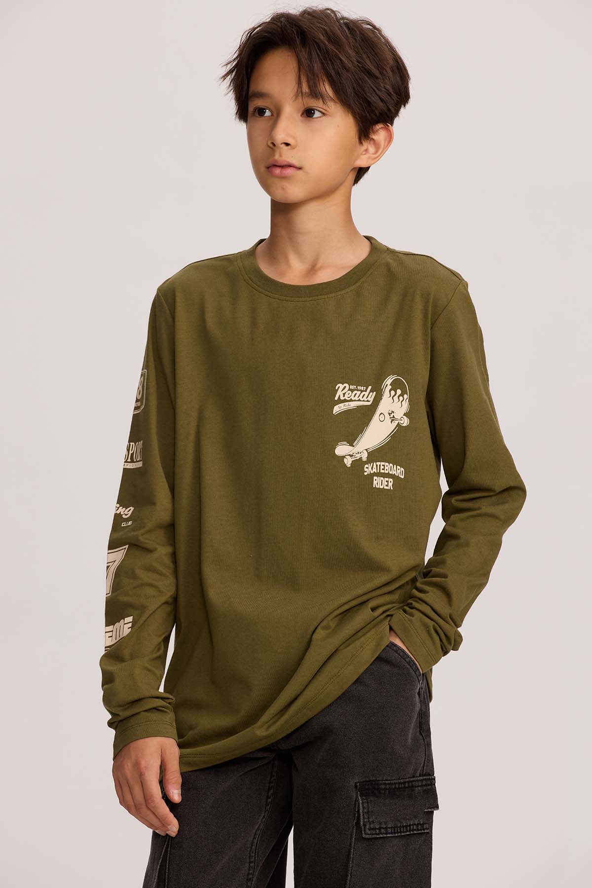 Polera Niño Print Verde