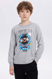 Polera Niño Print Lentejuelas Gris