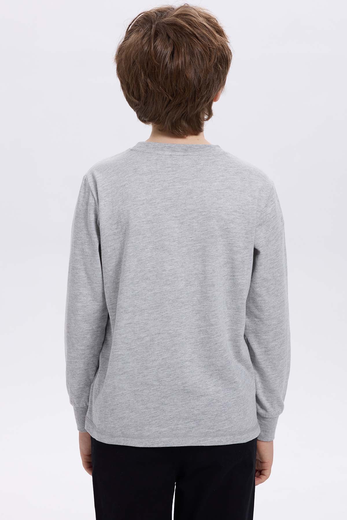 Polera Niño Print Lentejuelas Gris