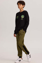 Pantalón Buzo Niño Con Cortes Verde