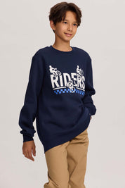 Polerón Niño Básico Print Azul Oscuro