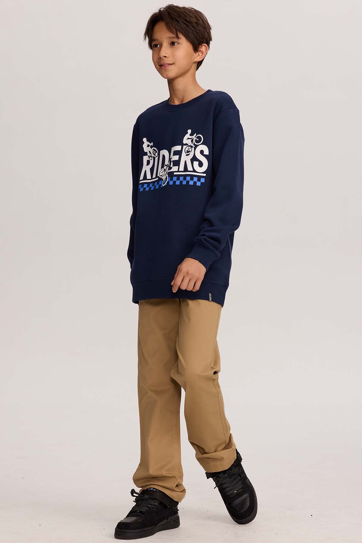 Polerón Niño Básico Print Azul Oscuro