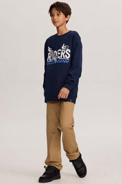 Polerón Niño Básico Print Azul Oscuro