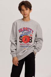 Polerón Niño Básico Print Gris Melange