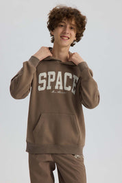 Polerón Niño Con Bordado Parche Cafe