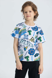 Polera Niño Full Print Blanco