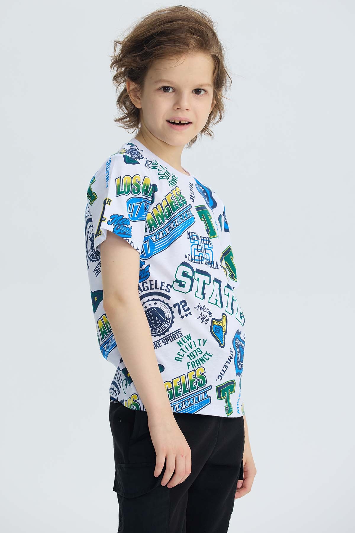 Polera Niño Full Print Blanco