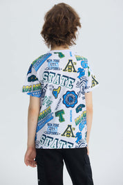 Polera Niño Full Print Blanco