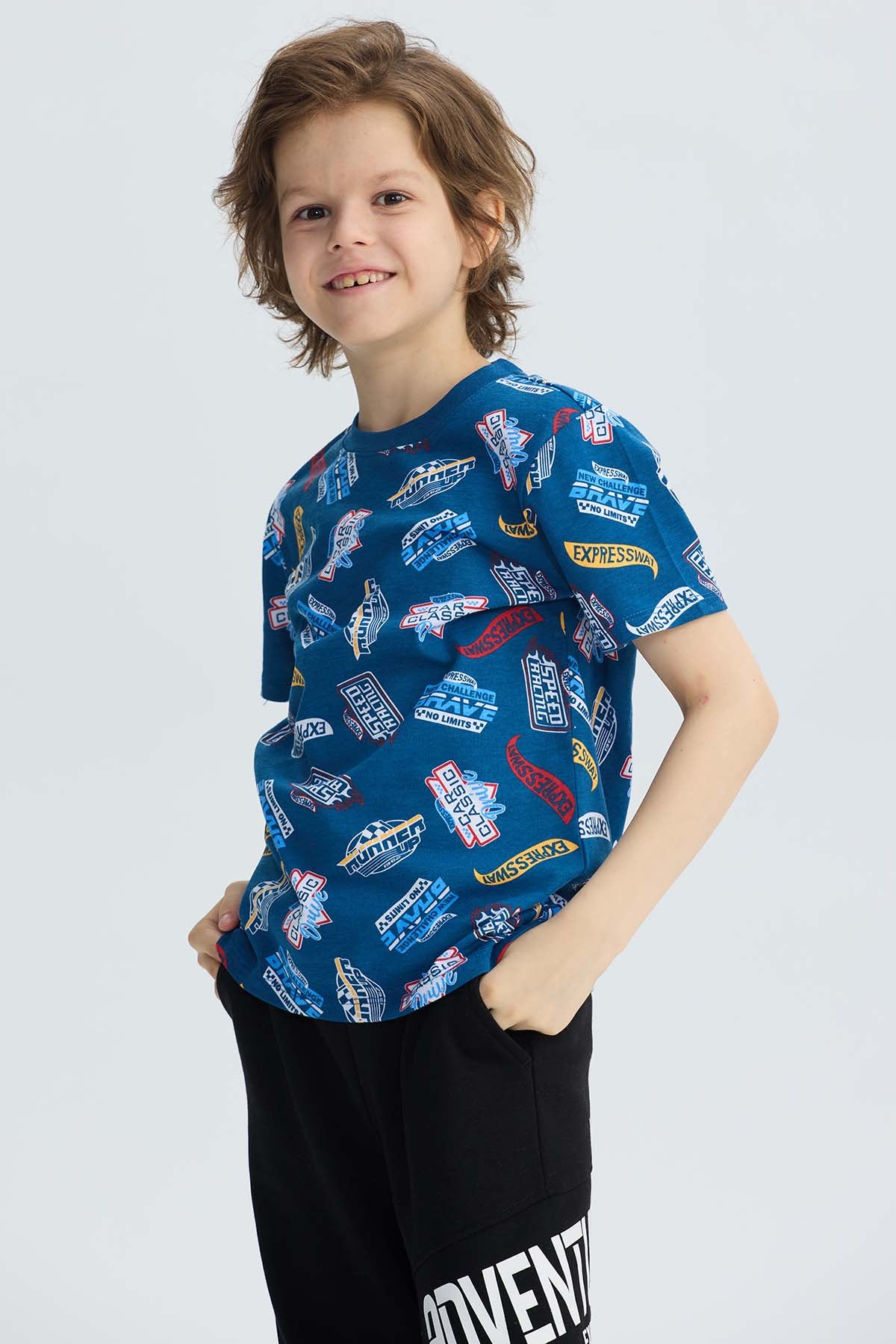 Polera Niño Full Print Petroleo