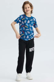 Polera Niño Full Print Petroleo