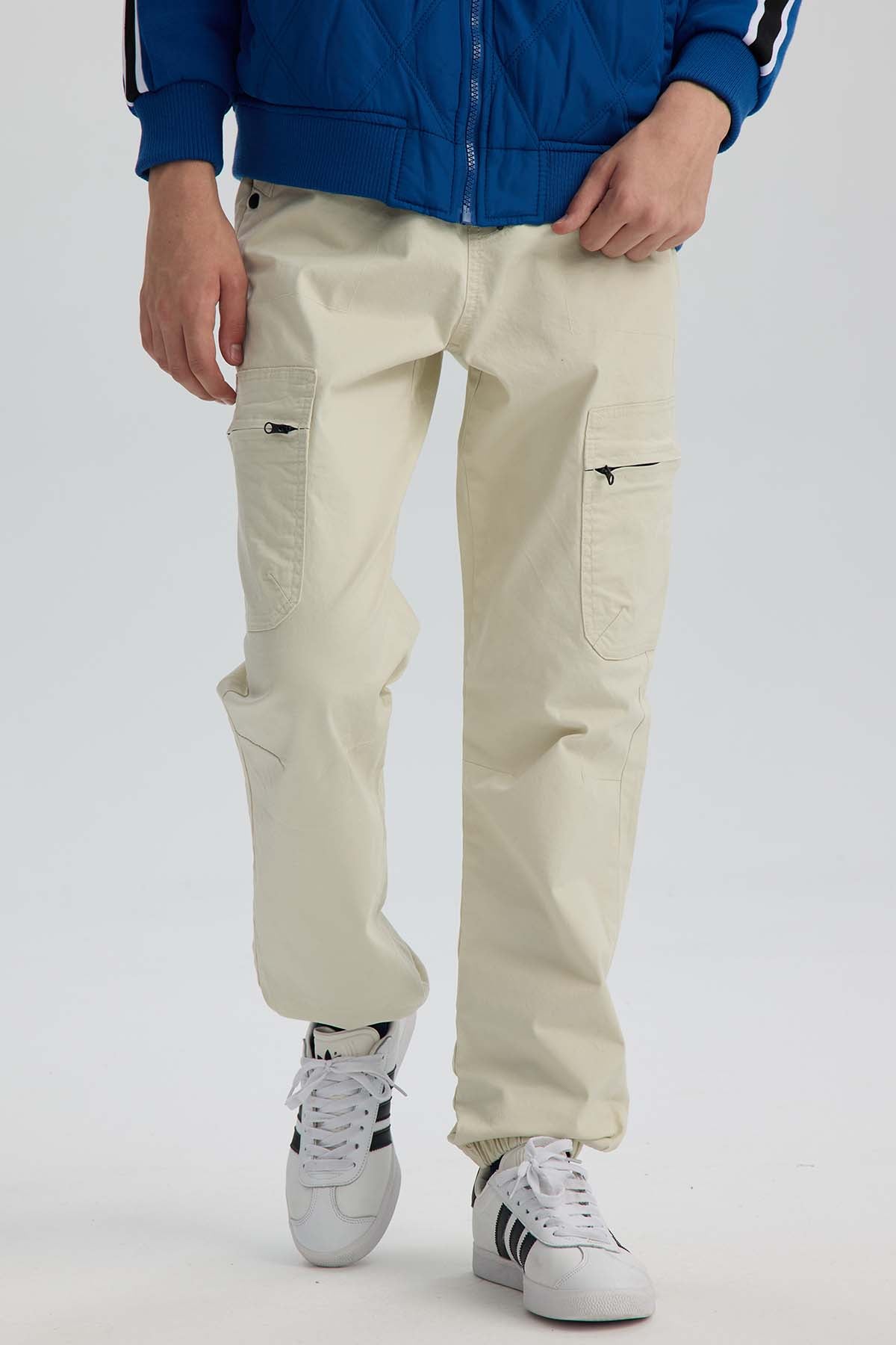 Pantalón Niño Gabardina Cargo Crudo