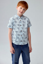 Camisa Niño Lino Celeste