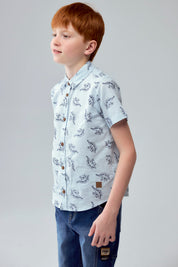 Camisa Niño Lino Celeste