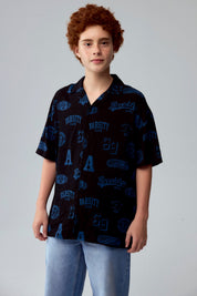Camisa Niño Print College Negro