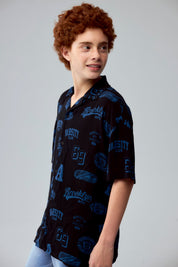 Camisa Niño Print College Negro