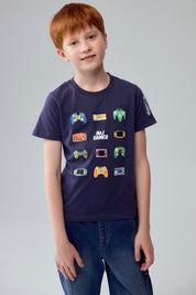 Polera Niño Print Gamer Azul