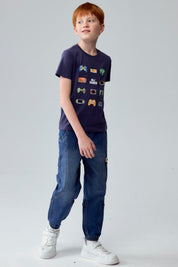 Polera Niño Print Gamer Azul