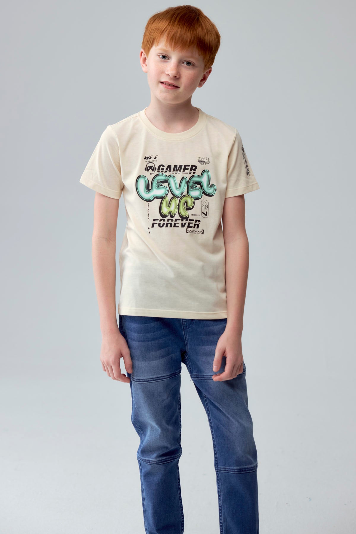 Polera Niño Print Gamer Crudo